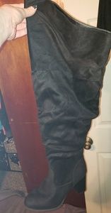 Knee/thigh high boots, extra wide calf